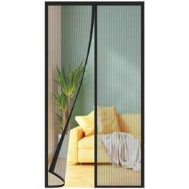 Fly Screen Balcony Door, 120 x 210 cm, Improved Quality of Fly Screen Door, Suitable for Balcony Door, Patio Door, Cellar Door, Room Door and Sliding Door, No Drilling Required, Grey