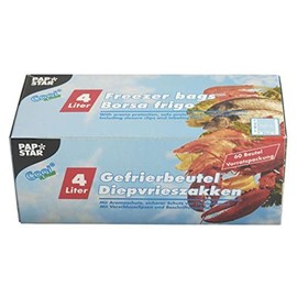 Papstar 14161, 60 freezer bags, LLDPE, 4 liter, 40 x 25 centimeter, transparent, in folding box