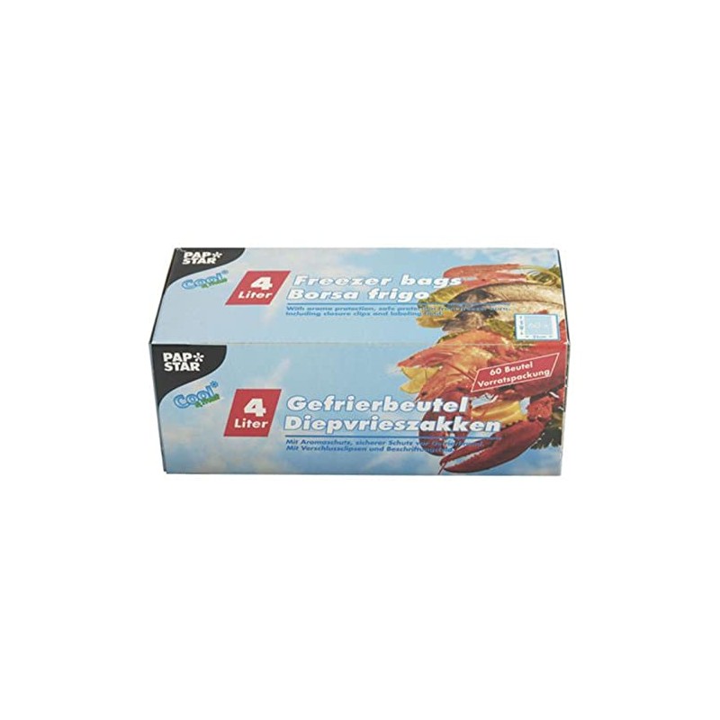 Papstar 14161, 60 freezer bags, LLDPE, 4 liter, 40 x