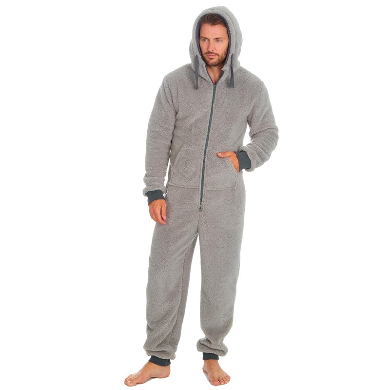 Mens OneZee Snuggle Fleece Onesie 31B1482 Grey L-XL