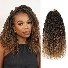 Saisifen Boho Goddess Locs Crochet Hair for Black Women 8 Packs 96 Strands Soft Faux Locs with Curly Ends, Pre-Looped Crochet Braids T27 Ombre Blonde 14 Inch