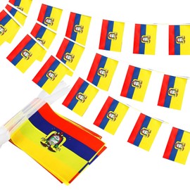 GSYLPFT Ecuador Flags Ecuadorian String Flag Banners for Patriotic Events Independence Day Sports Bars Inside Outside Decorations 33 Feet 30 Flags