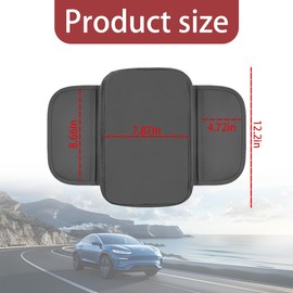 Zpana Car Center Console Cover, Leather Vehicle Arm Rest with 2 Storage Bags, Automotive Interior Seat Armrest Box Protection Pad Accessories, Universal for SUV, Sedan, Truck (Gray)