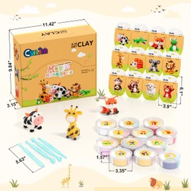 Air Dry Clay Kits -12 Boxes Modeling Magic Clay for Kids,Animal Theme Molding Clay Art Crafts DIY Set,Ultra Light & Soft, with Sculpting Tools & Tutorials,Gifts for Girls & Boys