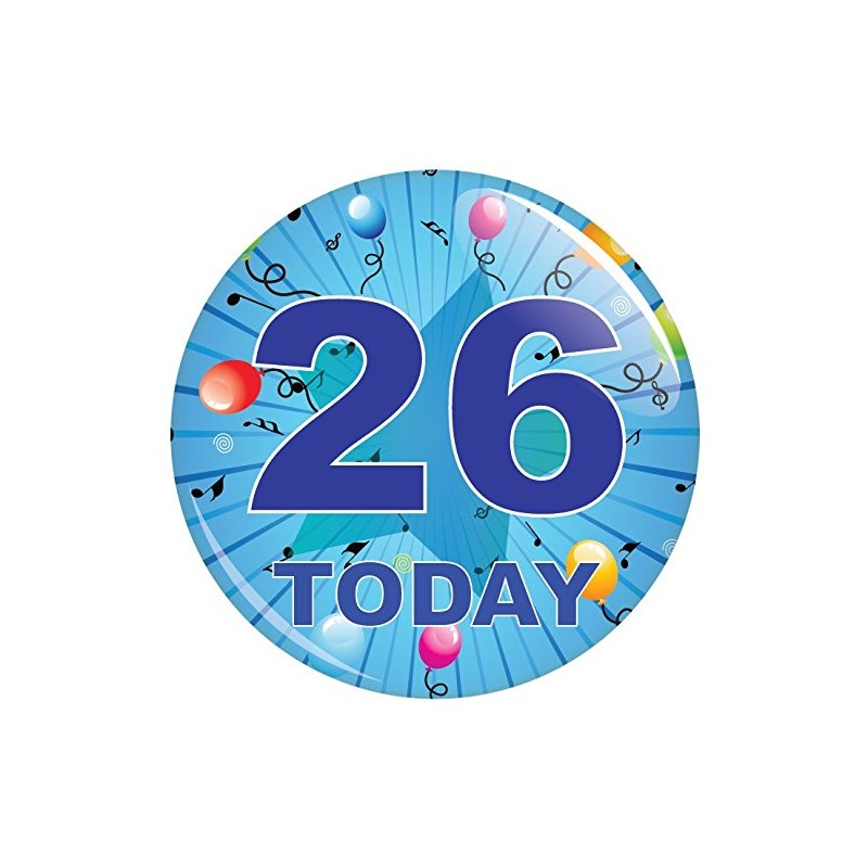 Blue 26th Birthday Badge in a choice of sizes (59mm)
