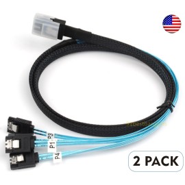 Unbranded 2x Mini SAS 10Gbps SFF-8087 36Pin to 4 SATA Hard Drive Splitter Cable 100cm USA