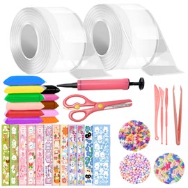 43 Pieces Nano Tape Bubbles Set, Stress Relief Bubbles, 2 x Nano Tape (5 cm x 3 m), 41 Accessories, Super Elastic Bubble Balloons, DIY Craft Set
