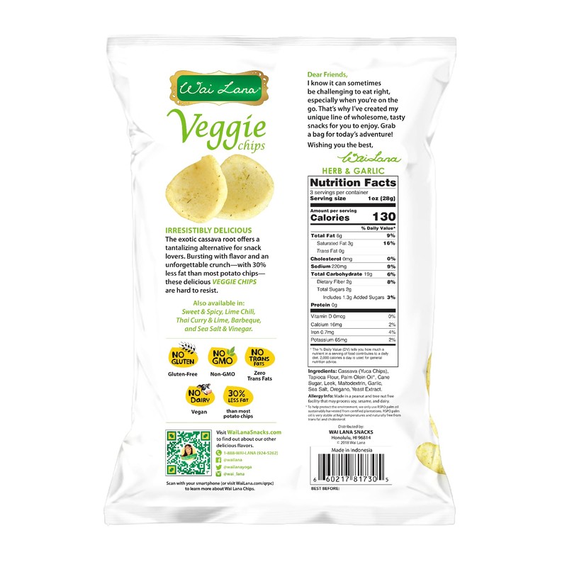 Veggie Chips Herb & Garlic (12 Pack of 3 Ounce