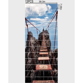 FLFK Stair Stickers Decals - Peel and Stick Iron Cable Bridge Risers Decals, Self-Adhesive for Home Decor, 39.3" W x 7" H x 13Pcs