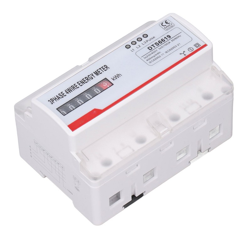 Power Consumption Meter 3 Phase 4 Wires 35mm Rail Mounting