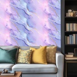 HOMETITUTE Pink Purple Blue Marble Wallpaper Contact Paper 15.7"x39.4" Peel and Stick Wall Paper Vinyl Self Adhesive Removable Marble Wall Sticker for Shelf Cabinet Countertop Decor