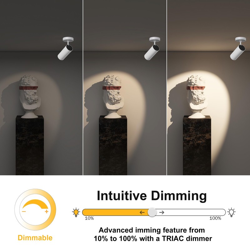 Opulux 12W LED Dimmable Ceiling Spotlight Indoor - Adjustable Wall