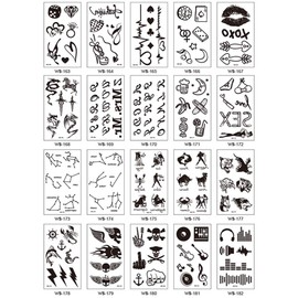 20 Sheets Glow In Dark Temporary Tattoo Stickers, Luminous Fluorescent Tattoos Waterproof Fake Tattoo Body Art Water Transfer Stickers Fun For Party Festival Club Party Decoration Accessories DIY