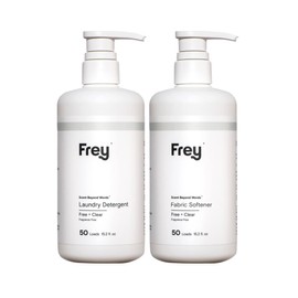 FREY Full Wash Laundry Care Bundle - Concentrated Liquid Laundry Detergent & Fabric Softener (Fragrance-Free)