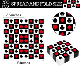 200Pcs Casino Poker Card Party Napkins Las Vegas Theme Party Paper Napkins Disposable Party Napkins Set Texas Holdem Paper Luncheon Napkins Casino Poker Card Theme Party Supplies