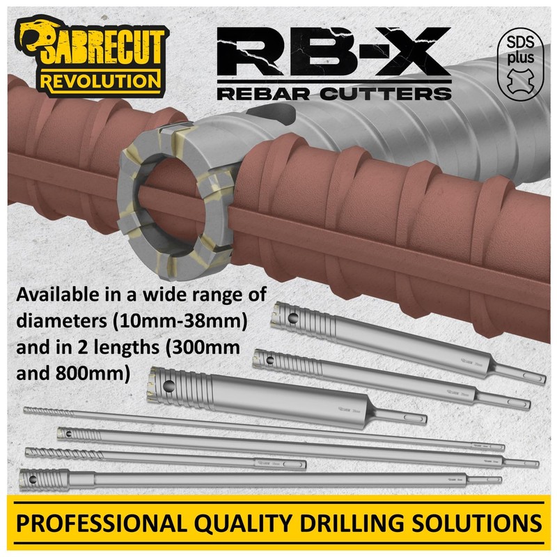 SabreCut Professional 18mm x 300mm Rebar Cutter Fixed SDS Carbide