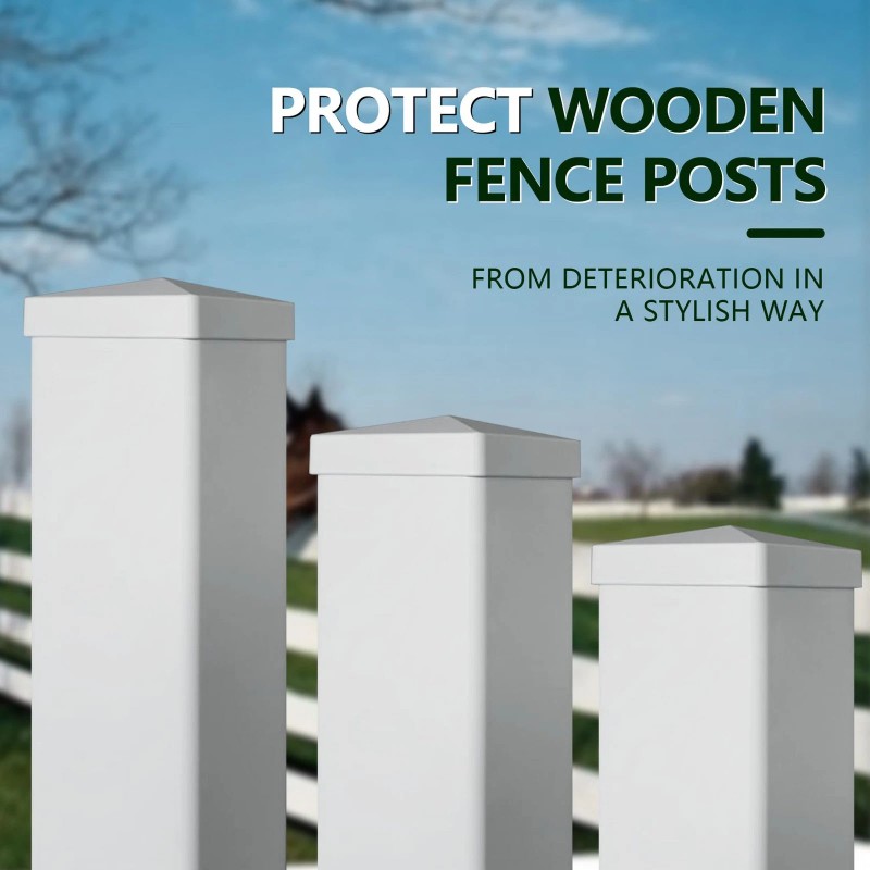 Rectoo (10 Pack) 5X5 Vinyl Fence Post Caps, White PVC,