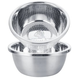 LOPYXBR 2 PCS 304 Stainless Steel Colander Strainers 5QT Metal Strainer With ...