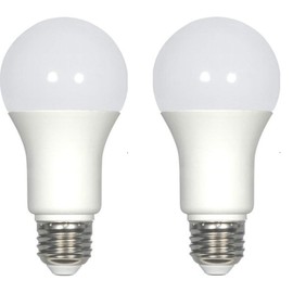 Satco S29837 Solid State LED Light Bulb, Frosted Finish, 120 Volts, 9.8 Watts, 800 Initial Lumens, A19 Lamp Shape, Medium Base, E26 ANSI Base, 220' Beam Spread, 3500 Kelvin Temp, Dimmable (Pack of 2)