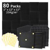 Focusound 80 Pack Acoustic Foam Panels 1" x 12" x