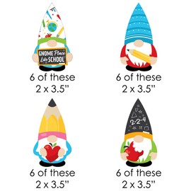 Big Dot of Happiness School Gnomes - DIY Shaped Teacher and Classroom Decorations Cut-Outs - 24 Count