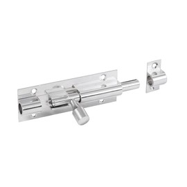 Merriway BH07712 Heavy Duty Straight Door Barrel Bolt With Backplate, Bright Polished Stainless Steel 65mm