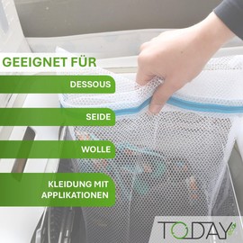 Today - Laundry bag 47 x 32 cm - Protection for clothes in the washing machine, robust mesh with secure closure, ideal for delicate clothes - Made in Italy