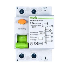 RCD Circuit Breaker 25A - 30mA / 2-Pin / Type B