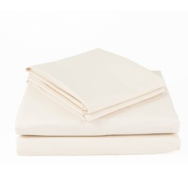 Linteum Textile Supply 100% Cotton Bed Sheet Set - 4 Piece Bedding Set, Flat Sheet, Fitted Sheet and 2 Pillow Cases - Wholesale Extremely Durable 250 Thread Count Made in USA (Queen, Sand Beige)