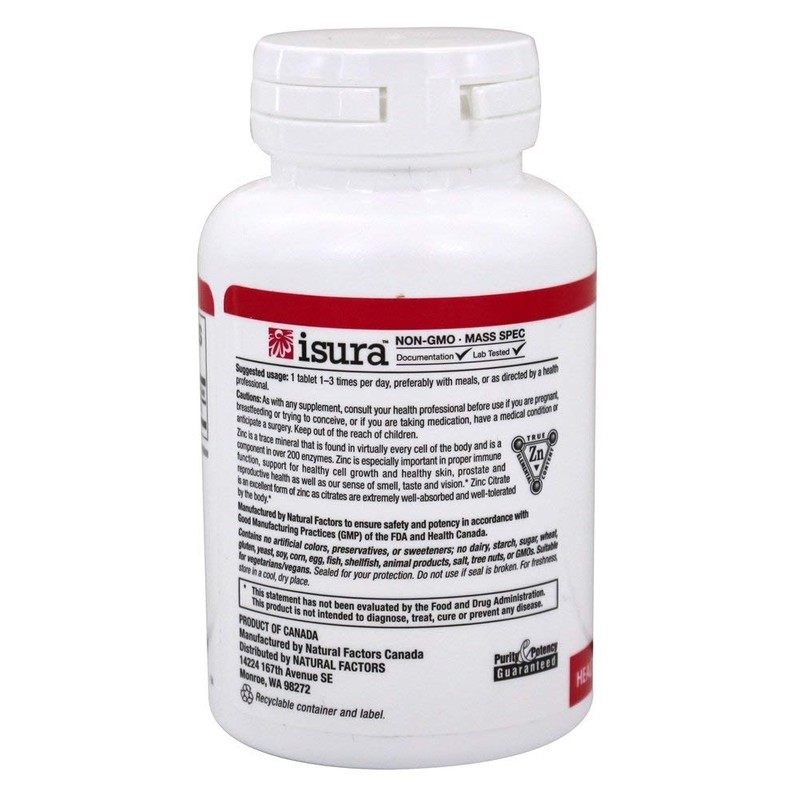 Natural Factors - Zinc Citrate 15mg, Support for Healthy Skin