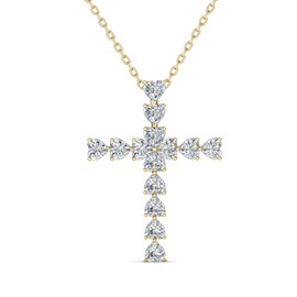 Eesphy 18K Gold Plated Crystal Cross Necklace for Women,Love & Faitth Gift for Her,Dainty Heart Healingstone, Religious Jewelrywear for Women