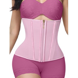 SHAPSHE Waist Trainer for Women Tummy Control Waist Cincher Workout Corset Shapewear Body Shaper Pink