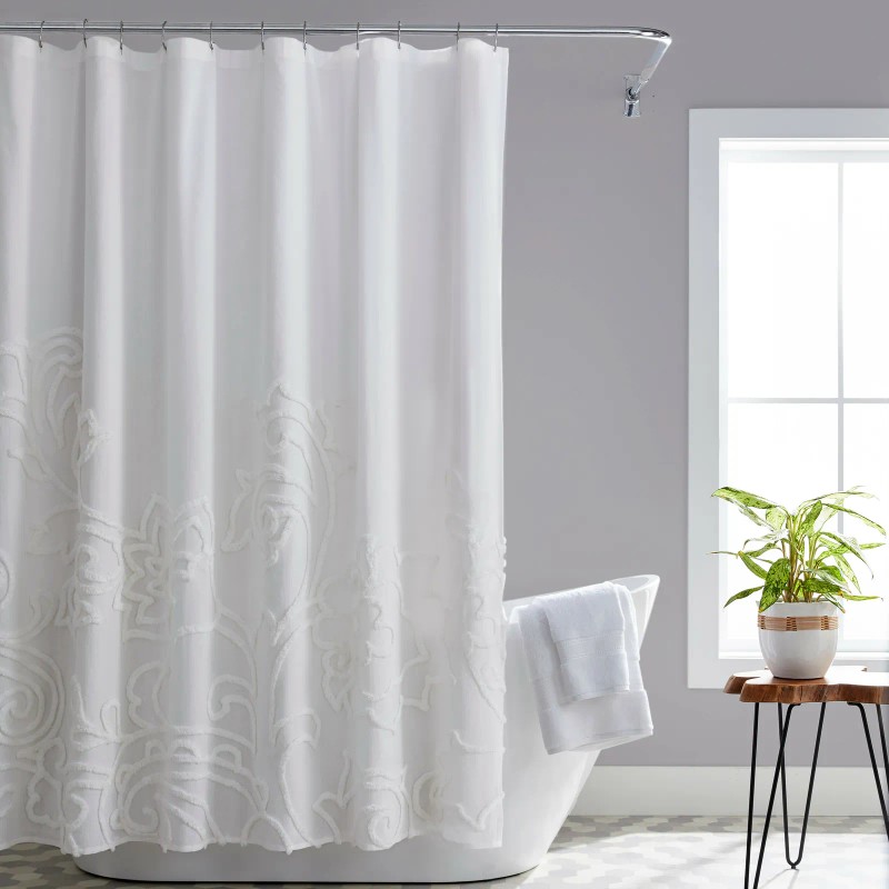 Better Homes & Garden Coventry Paisley Cotton Shower Curtain White