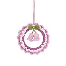 Crochet Flower Wreath Car Accessories for Women,Cute Mirror Hanging Accessories Lily Flower Handmade Knitted Car Pendant