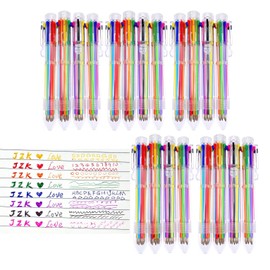 CCHAMP 20x Multicoloured retractable ballpoint pen, 8 in 1 multi-colour ball point pens for girls boys, kids multicolour biro pens for children birthday favours stationery gift