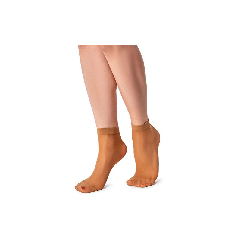 LORES 2 Pairs Ladies Semi Sheer Low Cut Invisible Ankle