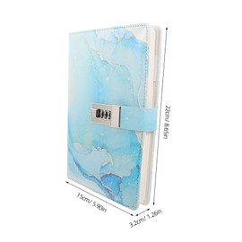 TEHAUX Password Diary Digital Password Notebook Locking Diary Notepad Personal Lock Diary Combination Lock Diary Diaries with Locks Diary Notebook Locked Diary Dowling Paper Sky-blue