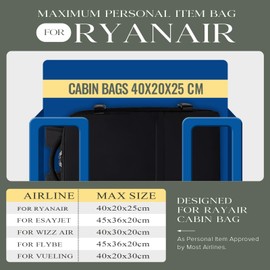 Hand Luggage, 40 x 20 x 25 cm for Ryanair, Hand Cabin Luggage Travel Backpack Waterproof Under the Seat Hand Luggage Backpack 40 x 20 x 25 cm Aeroplane Travel Bag Weekender Bag Hiking Backpack with