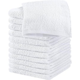 12 Pack Wash Cloths White Face Cloths, 12 x 12 Inches Washcloths Set, Hand Towels Absorbent for Bathroom, Soft Cleaning Rags for Bath, Body, Gym, Kitchen, Dish