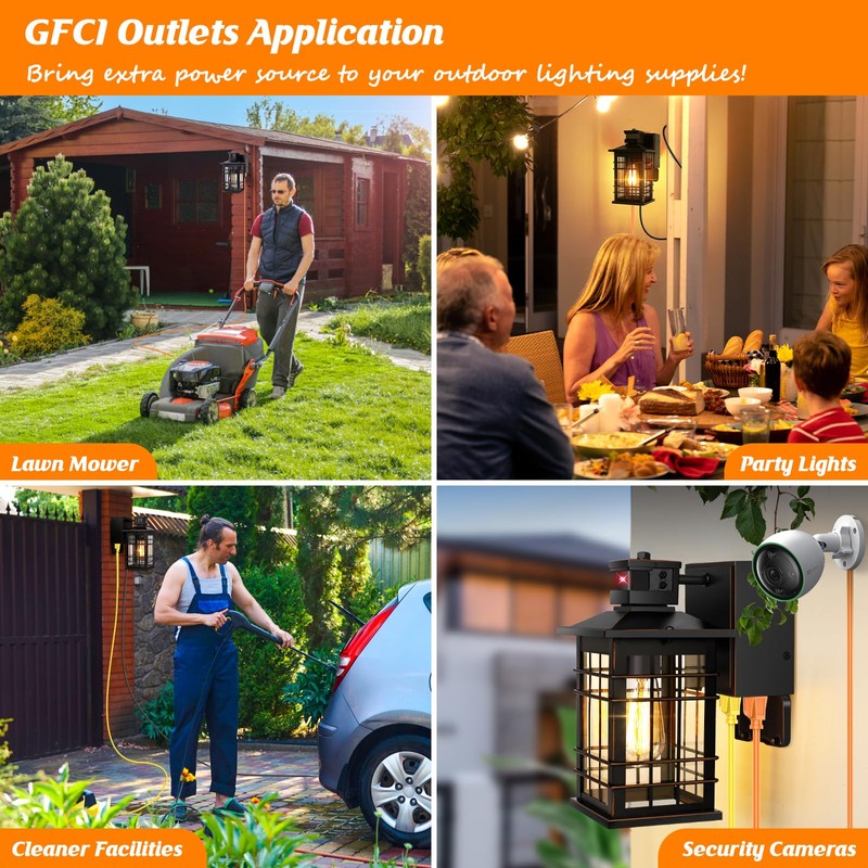 Motion Sensor Dusk Dawn Outdoor Wall Light Fixture with GFCI