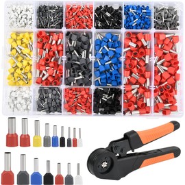 DODUOS Crimping Pliers Wire End Ferrules Set Cable Sleeves, 0.08-16 mm² Crimping Tool Set, Crimping Pliers Wire End Ferrules Set with 950 Pieces Single Line Ferrules + 350 Pieces Twin Wire End