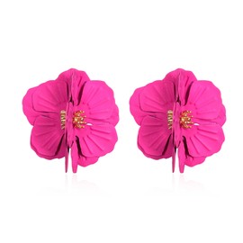 Anmpab Vintage Flower Stud Earrings Exaggerated Oversized Daisy Flower Earrings Statement Jewelry for Women (Hot Pink)