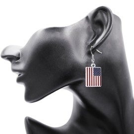 Charm Buddy USA American Flag Independence Day Celebration Flag Dangle Earrings with Gift Bag 4th of July USA US Jewellery Jewelry (6. Star Spangled Banner)
