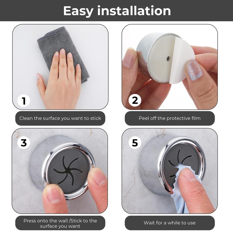Prasacco 6 Pcs Self Adhesive Dish Towel Holder - Round