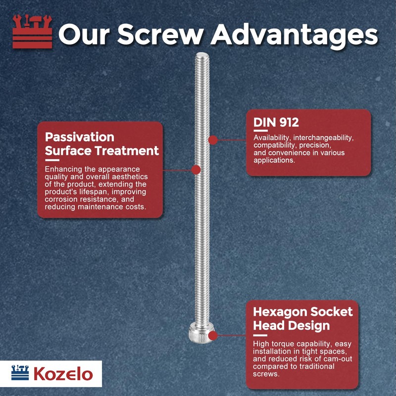 Kozelo 6pcs Socket Head Cap Screws - [M4-0.7 x 80mm]