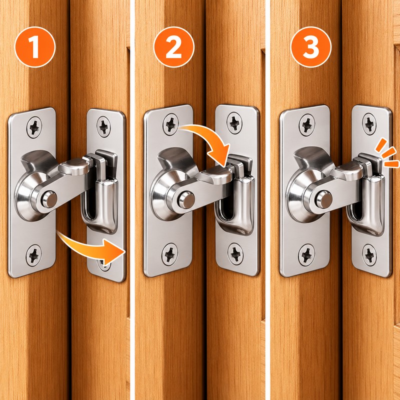 90° Stainless Steel Door Latch for Right-Angle Locking – Flip