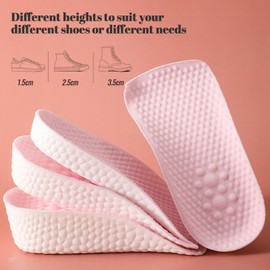 Height Increase Insoles for Men and Women, Foot Arch Contour Shoes Lifts for Men Orthopedic Heel Lift Cushion Gel Leg Discrepancy Balancer (Pink,3 Pairs - 1.5cm 2.5cm 3.5cm) (Pink)