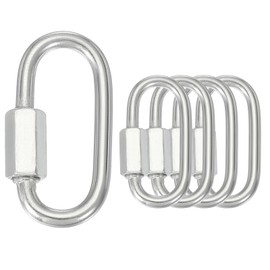 sourcing map Quick Links M8 2.95 Inch Stainless Steel Chain Connector Large Opening Screw Chain Link D Shape Locking Looks for Hammock Camping and Outdoor Equipment Pack of 5