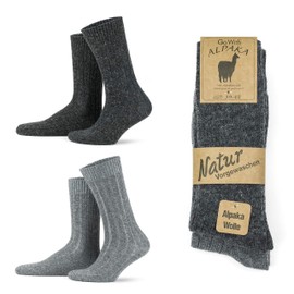 GoWith 2 Pairs Alpaca Wool Socks for Men and Women, Thermal Warm Crew Merino Socks, Unisex Heated Winter Boot Socks, Model: 3095