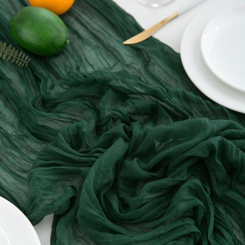 CHUQING Table Runner Cheesecloth Emerald Green Boho Gauze Cheese Cloth